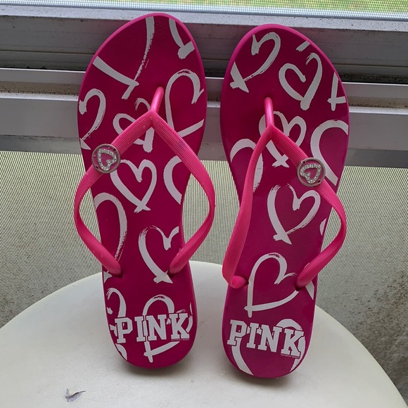 PINK Victoria's Secret Shoes - VS Pink and white heart sandals… new